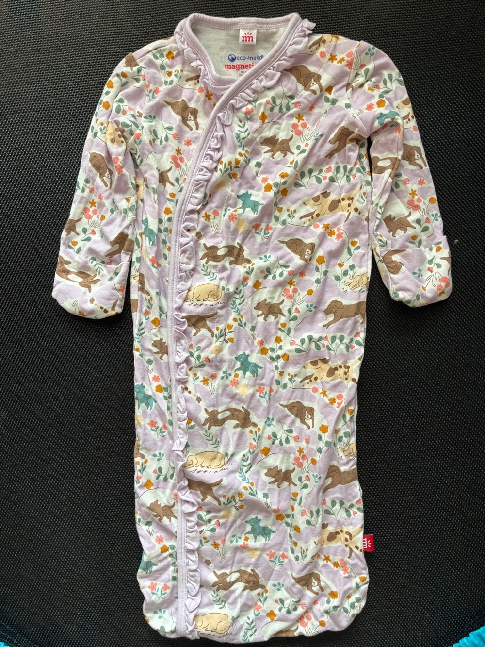 Magnetic Me Lavender Woodland Ruffle-Trim Sleep Sack with Animal Print